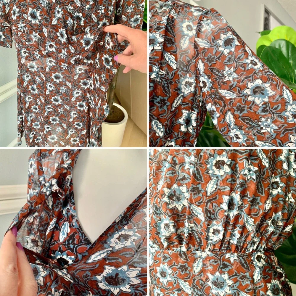 Veronica Beard Sazan Runway Asymmetric Ruffled Silk Chiffon Midi Dress Size 6 - Picture 8 of 13